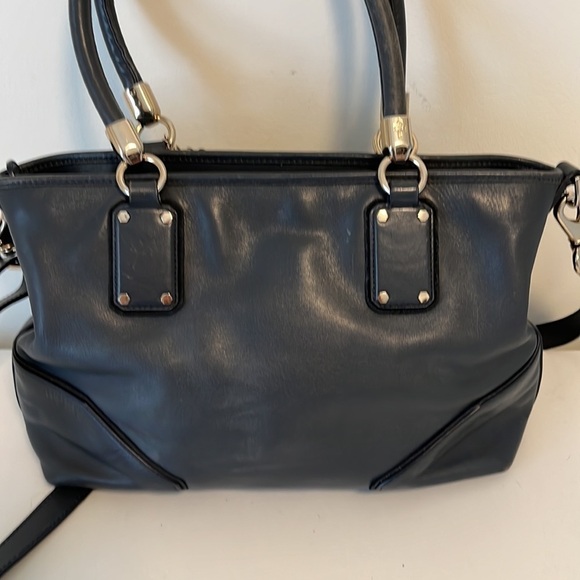 Cole Haan slate blue/grey Womens Shoulder Purse Crossbody Strap Gold Details - Picture 8 of 15